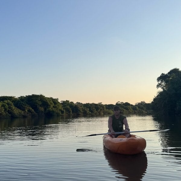 Kayaking on the Aquidauana River at dusk